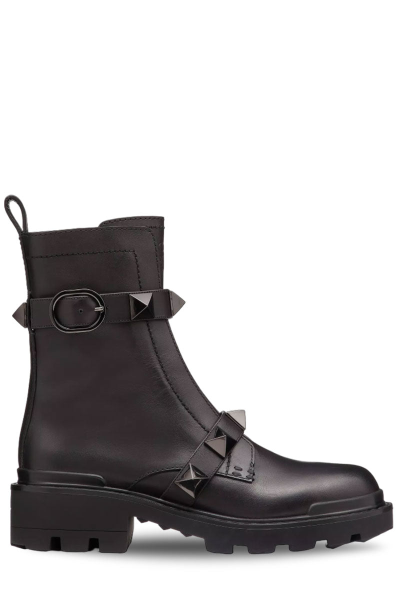 Valentino Garavani Roman Stud Calfskin Combat Boots