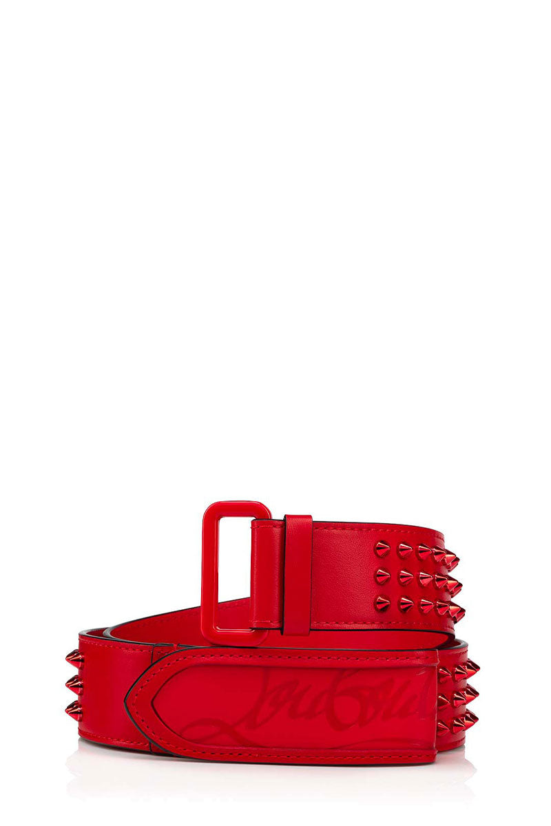 Christian Louboutin Loubi Spiked Leather Belt in Red for Men