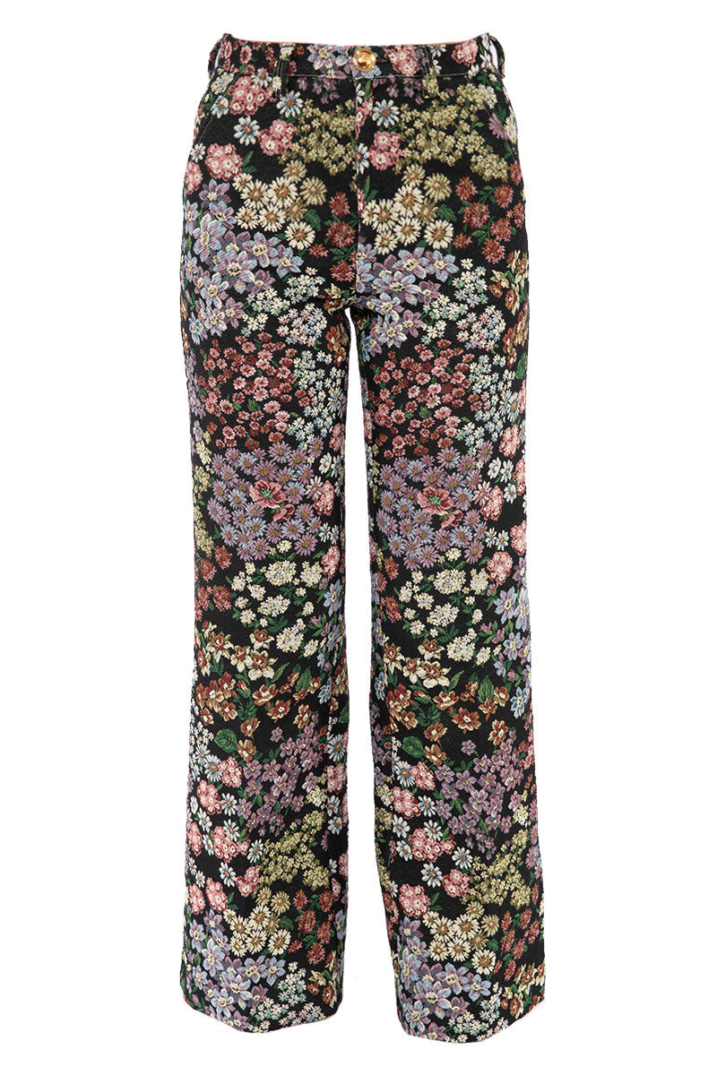 Floral Jacquard Pants – Pink Lemon Salon