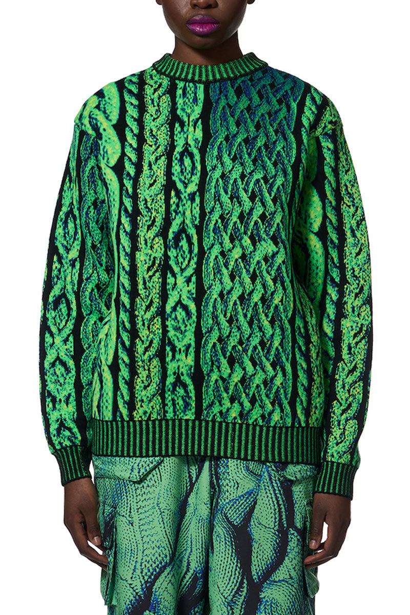 Merino Cable Jaquard Crew Jumper