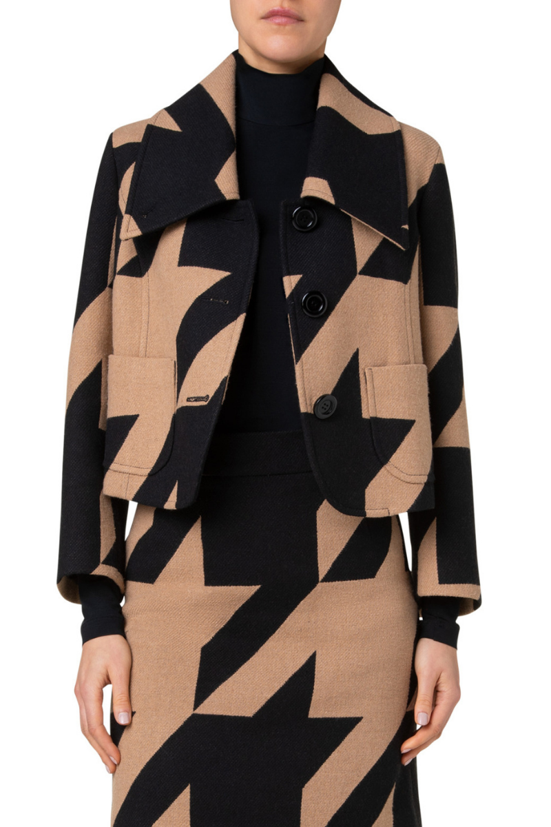 Houndstooth Jacquard Jacket-Akris Punto-Boyds Philadelphia