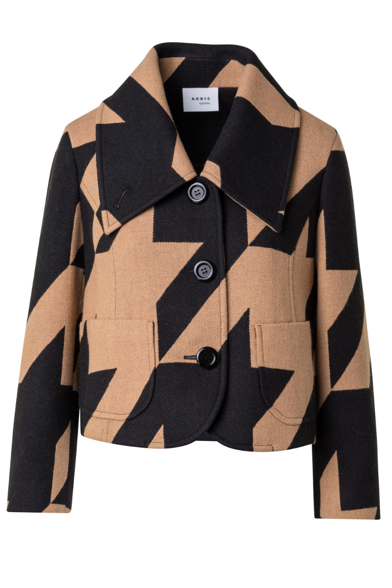 Houndstooth Jacquard Jacket-Akris Punto-Boyds Philadelphia