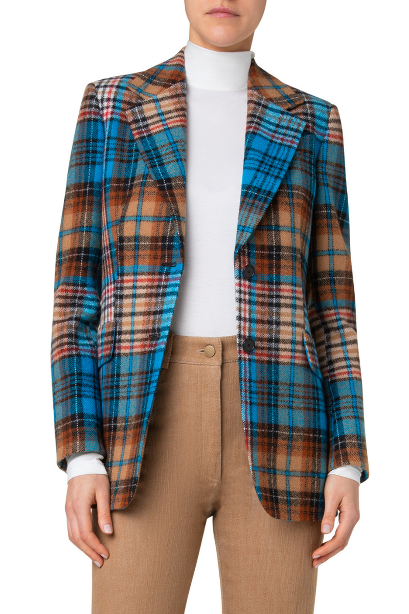 Tartan Check Tweed Jacket-Akris Punto-Boyds Philadelphia