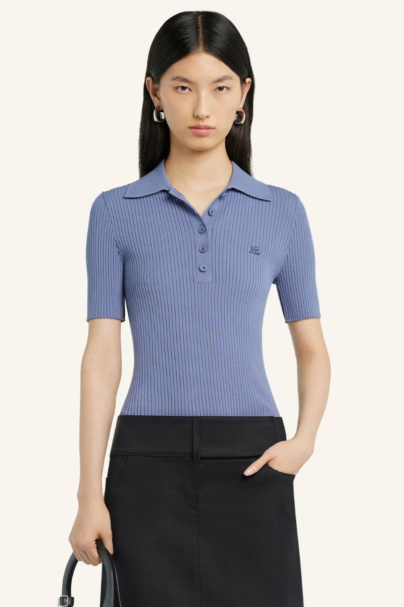 Iconic Rib Knit Polo-Courrèges-Boyds Philadelphia