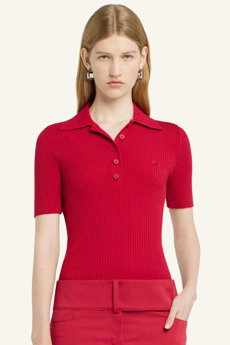 Iconic Rib Knit Polo-Courrèges-Boyds Philadelphia