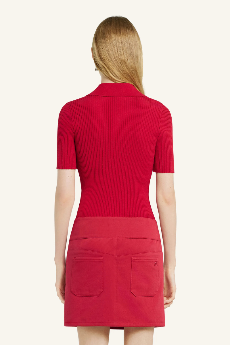 Iconic Rib Knit Polo-Courrèges-Boyds Philadelphia