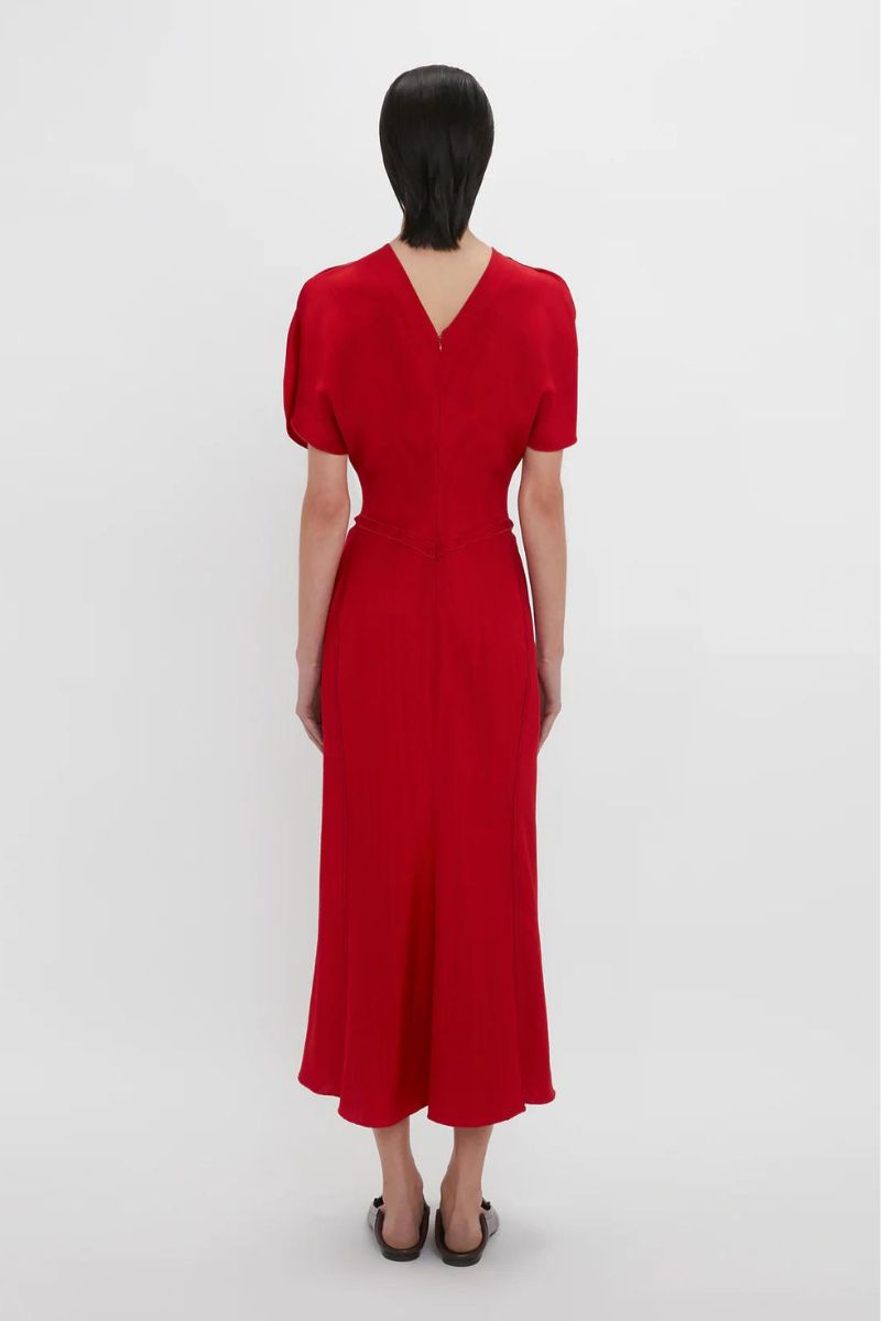 Exclusive Gathered Waist Midi Dress-Victoria Beckham-Boyds Philadelphia