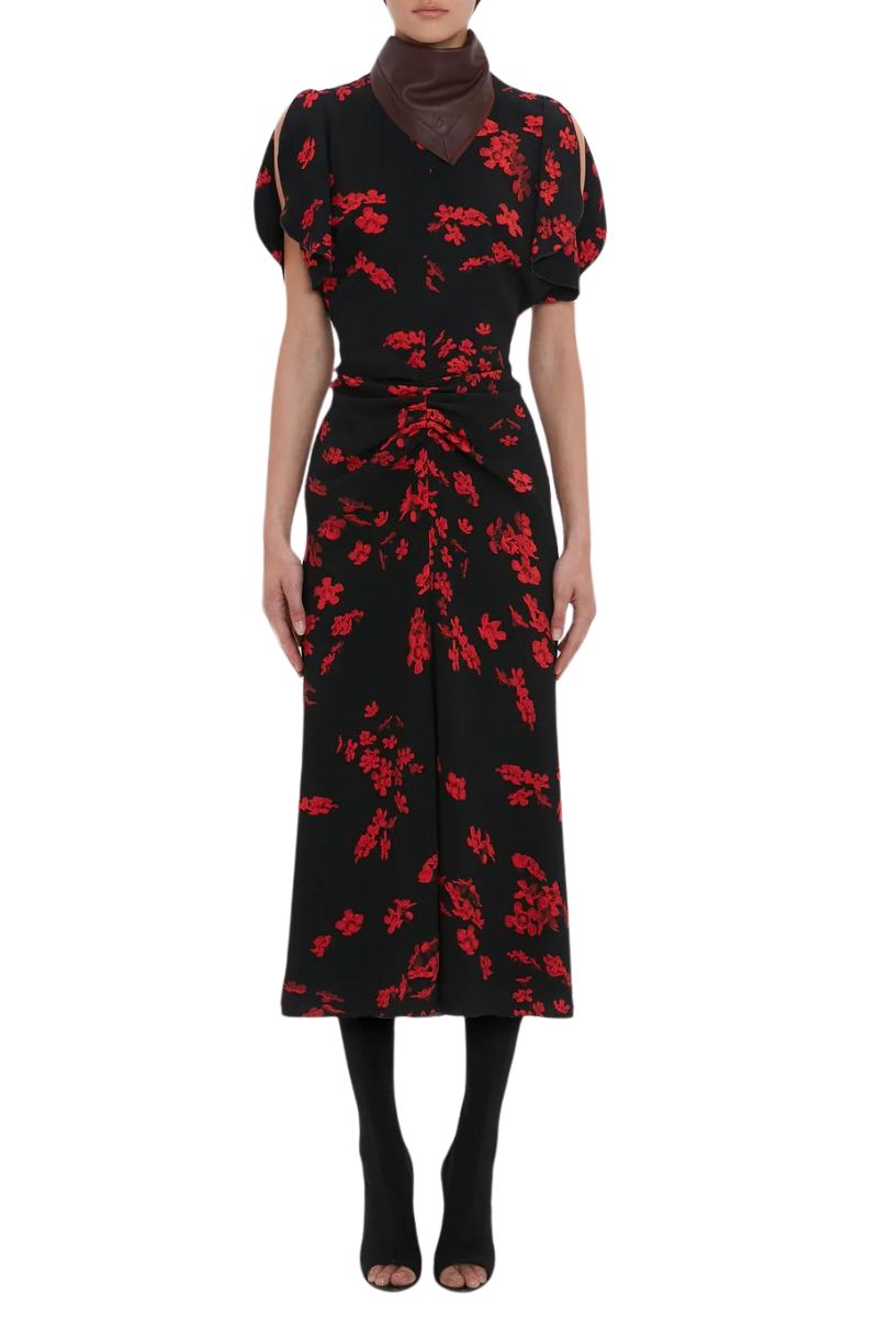 Gathered Waist Midi Dress-Victoria Beckham-Boyds Philadelphia