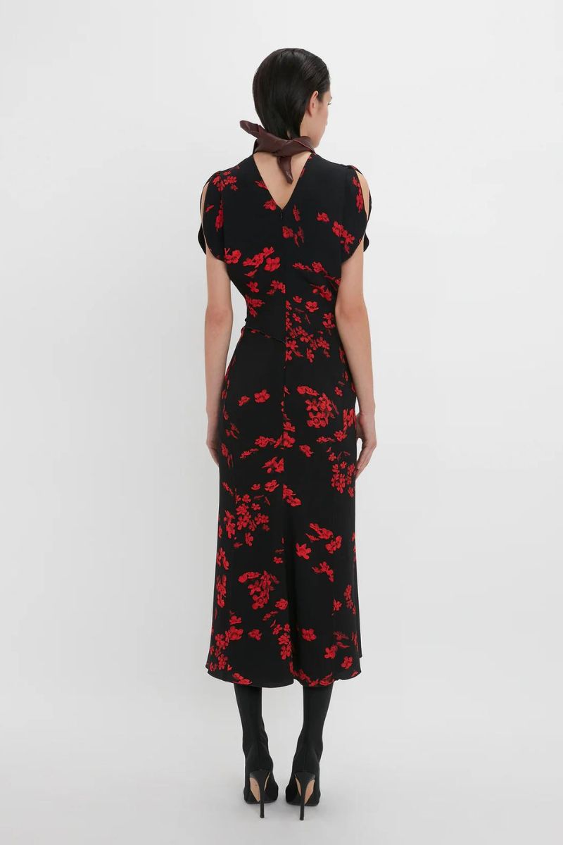 Gathered Waist Midi Dress-Victoria Beckham-Boyds Philadelphia