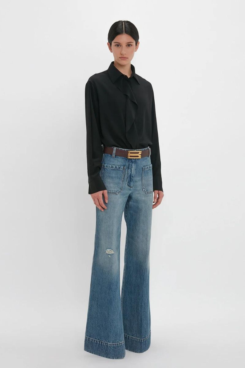 Asymmetric Ruffle Blouse-Victoria Beckham-Boyds Philadelphia