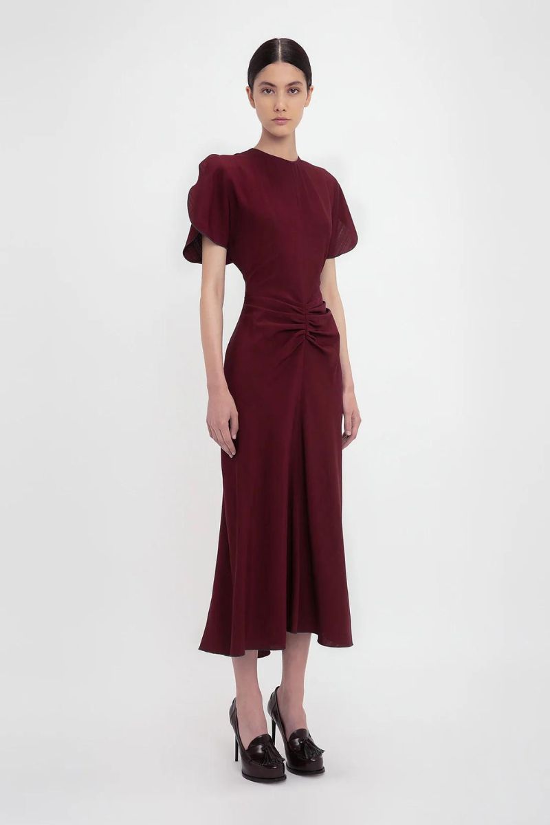 Gathered Waist Midi Dress-Victoria Beckham-Boyds Philadelphia