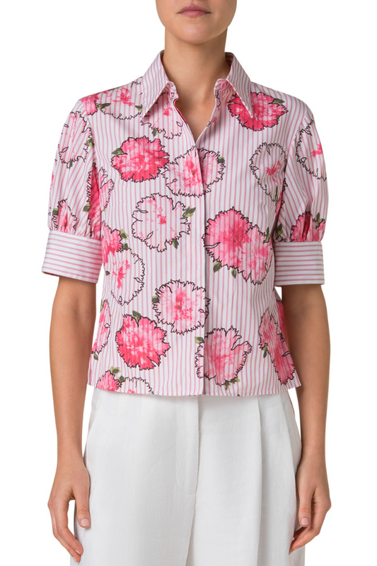 Carnation Print Stripe Shirt-Akris Punto-Boyds Philadelphia