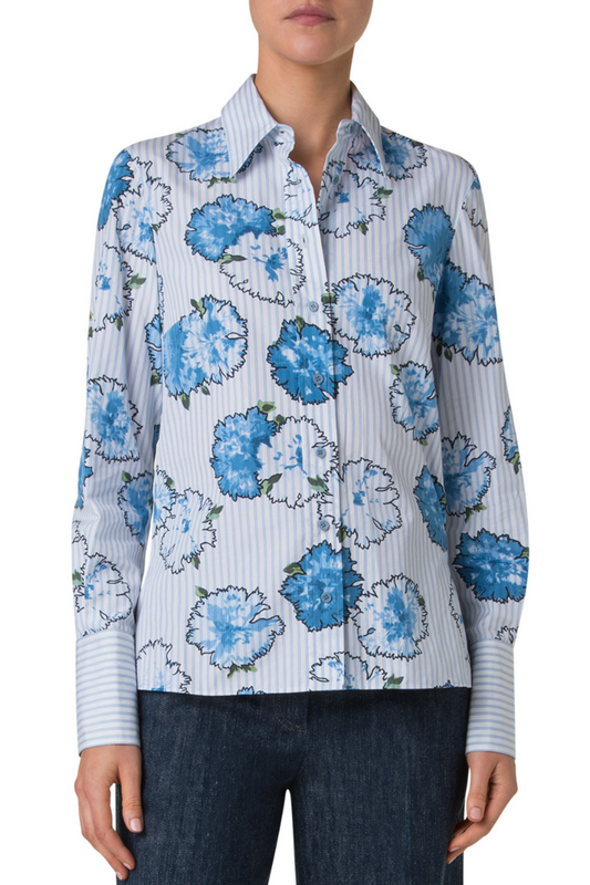 Carnation Print Stripe Shirt-Akris Punto-Boyds Philadelphia