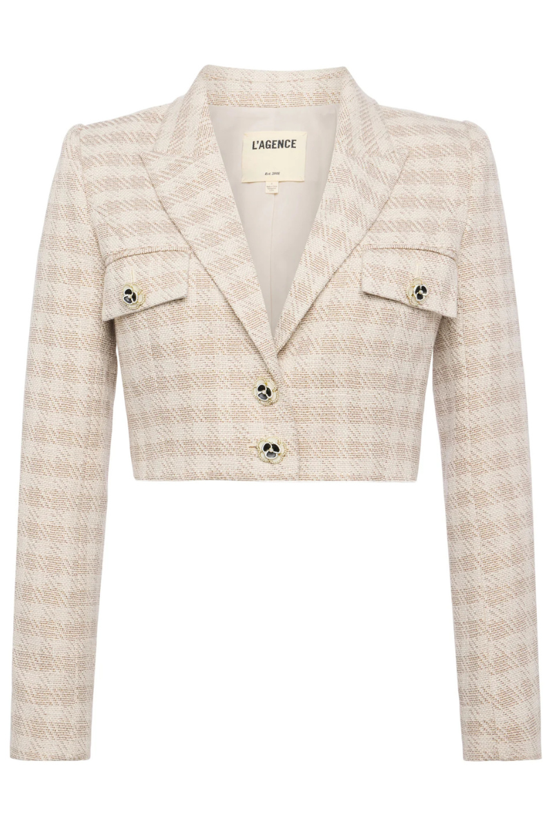 Maura Cropped Tweed Jacket-L'AGENCE-Boyds Philadelphia