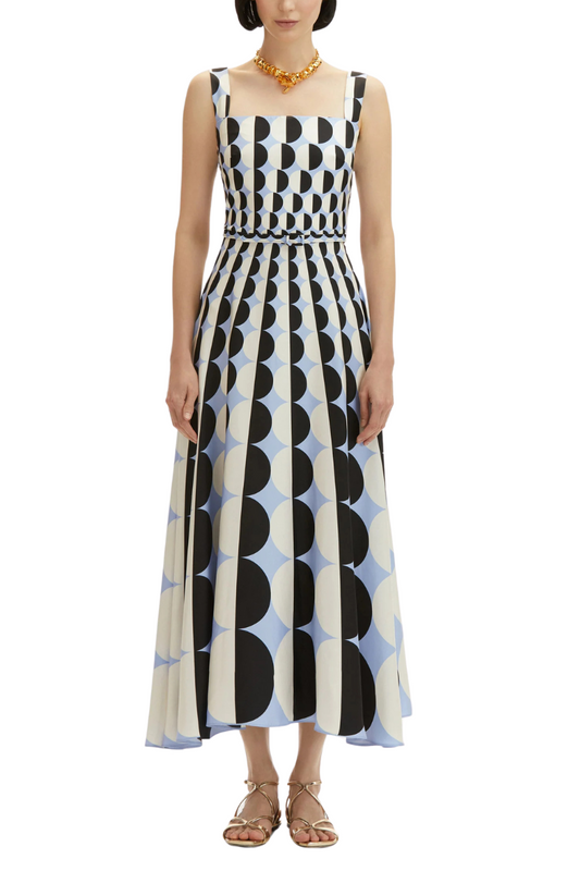 Geometric Circle Silk Twill Dress-Oscar de la Renta-Boyds Philadelphia