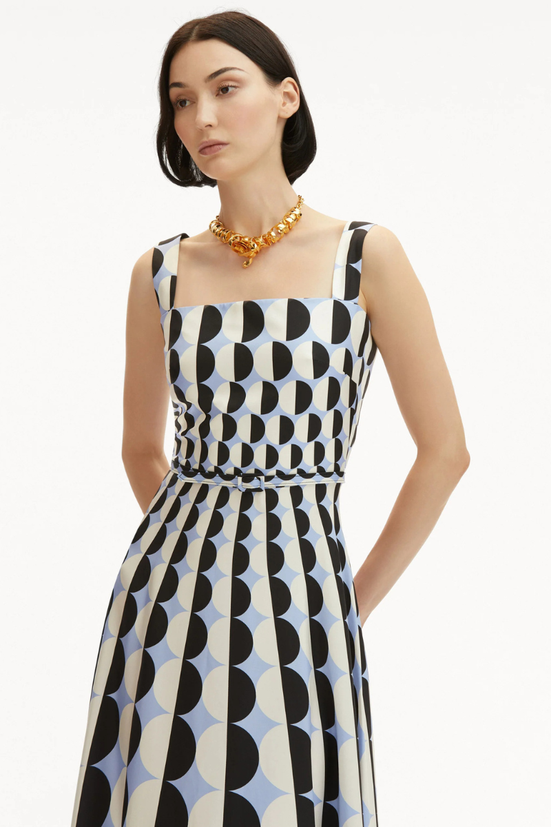 Geometric Circle Silk Twill Dress