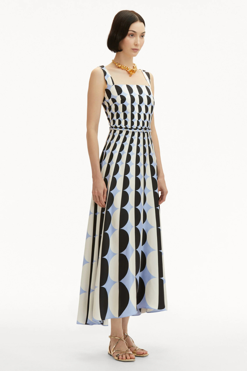 Geometric Circle Silk Twill Dress