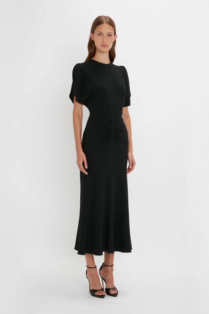 Gathered Waist Midi Dress-Victoria Beckham-Boyds Philadelphia