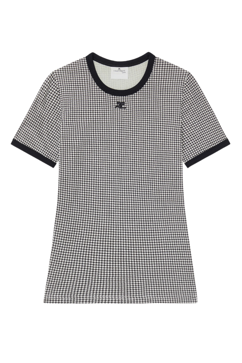 Contrast Houndstooth T-Shirt-Courrèges-Boyds Philadelphia