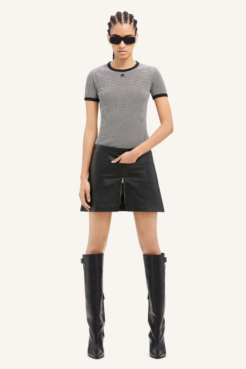 Contrast Houndstooth T-Shirt-Courrèges-Boyds Philadelphia