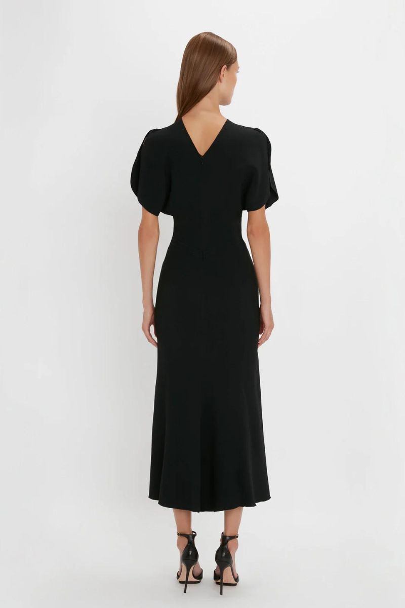 Gathered Waist Midi Dress-Victoria Beckham-Boyds Philadelphia