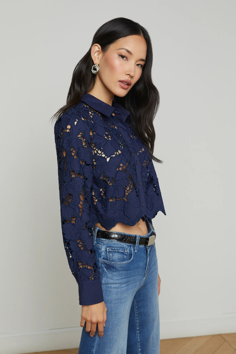 Seychelle Lace Cropped Blouse-L'AGENCE-Boyds Philadelphia