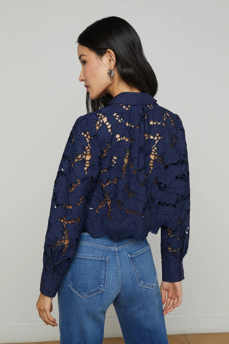 Seychelle Lace Cropped Blouse-L'AGENCE-Boyds Philadelphia