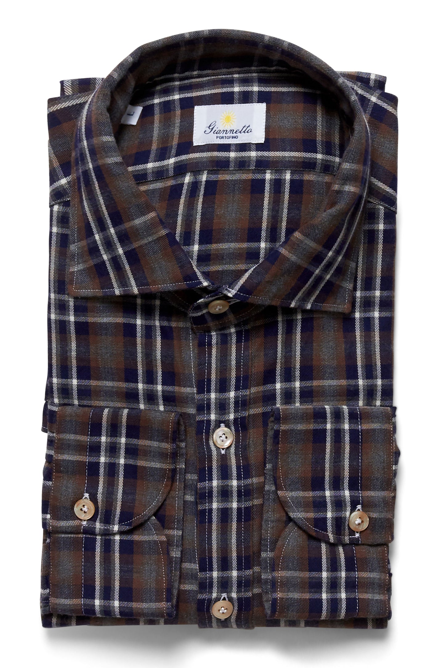 Brushed Cotton Check Shirt-Giannetto Portofino-Boyds Philadelphia