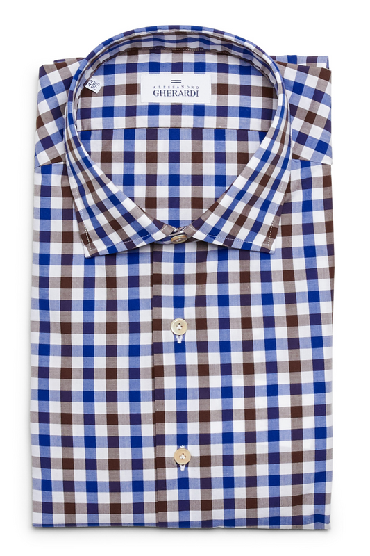 Brown Blue Plaid Shirt-Alessandro Gherardi-Boyds Philadelphia