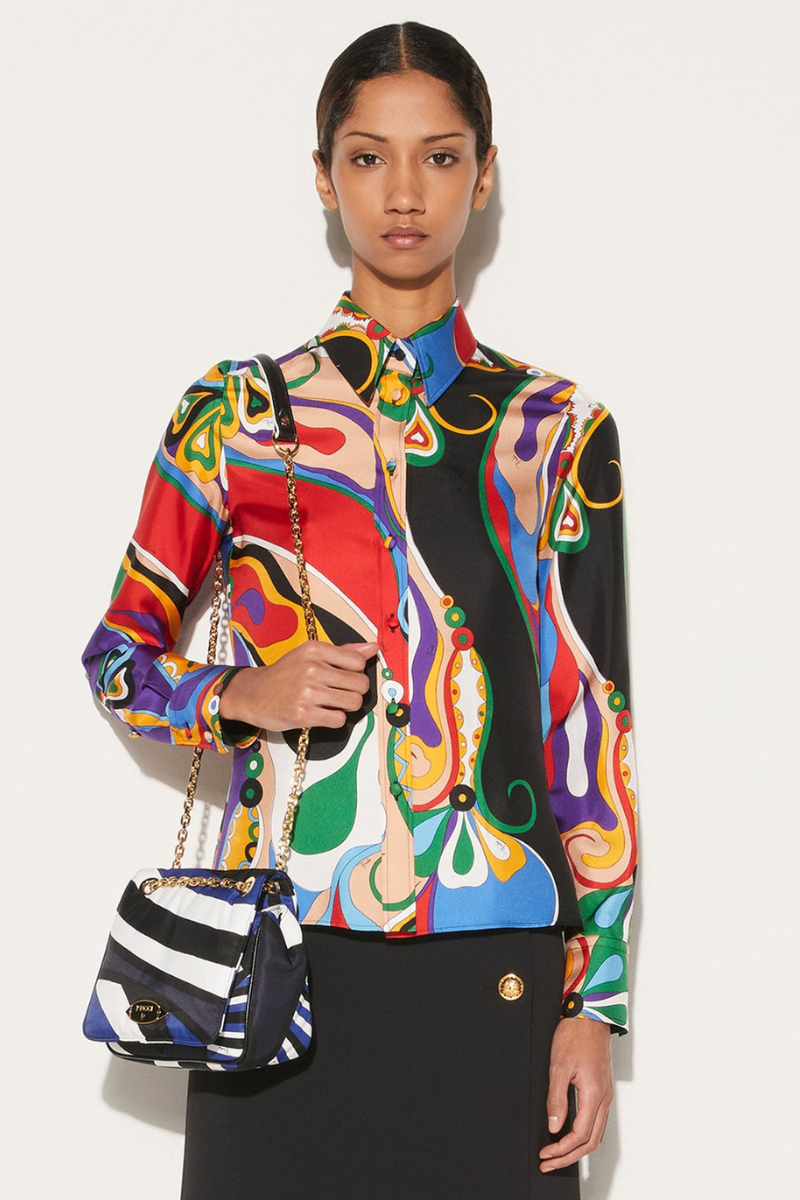 Orchidee Print Twill Shirt-PUCCI-Boyds Philadelphia