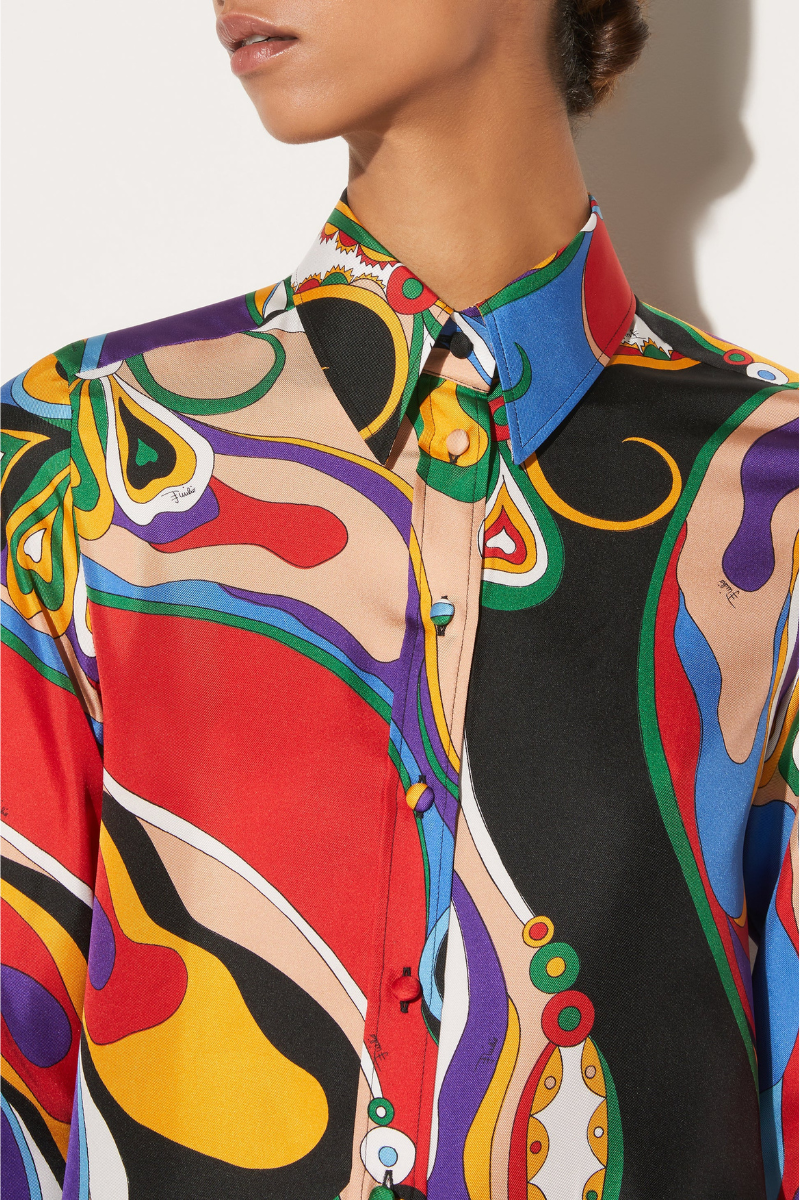 Orchidee Print Twill Shirt-PUCCI-Boyds Philadelphia