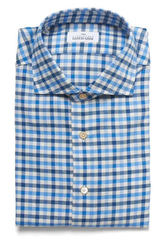 Navy-Aqua Check Shirt-Alessandro Gherardi-Boyds Philadelphia