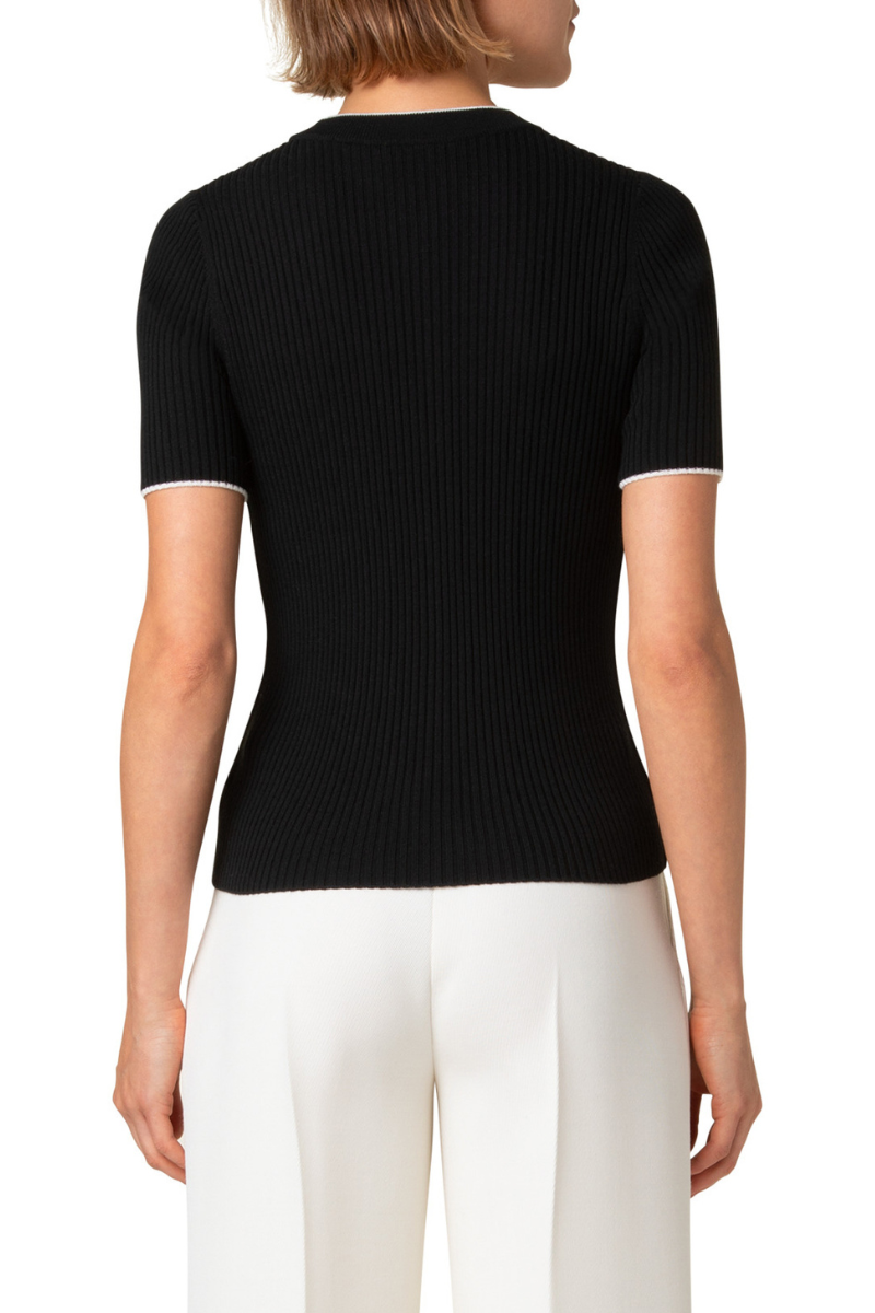 Short Sleeve Contrast Sweater