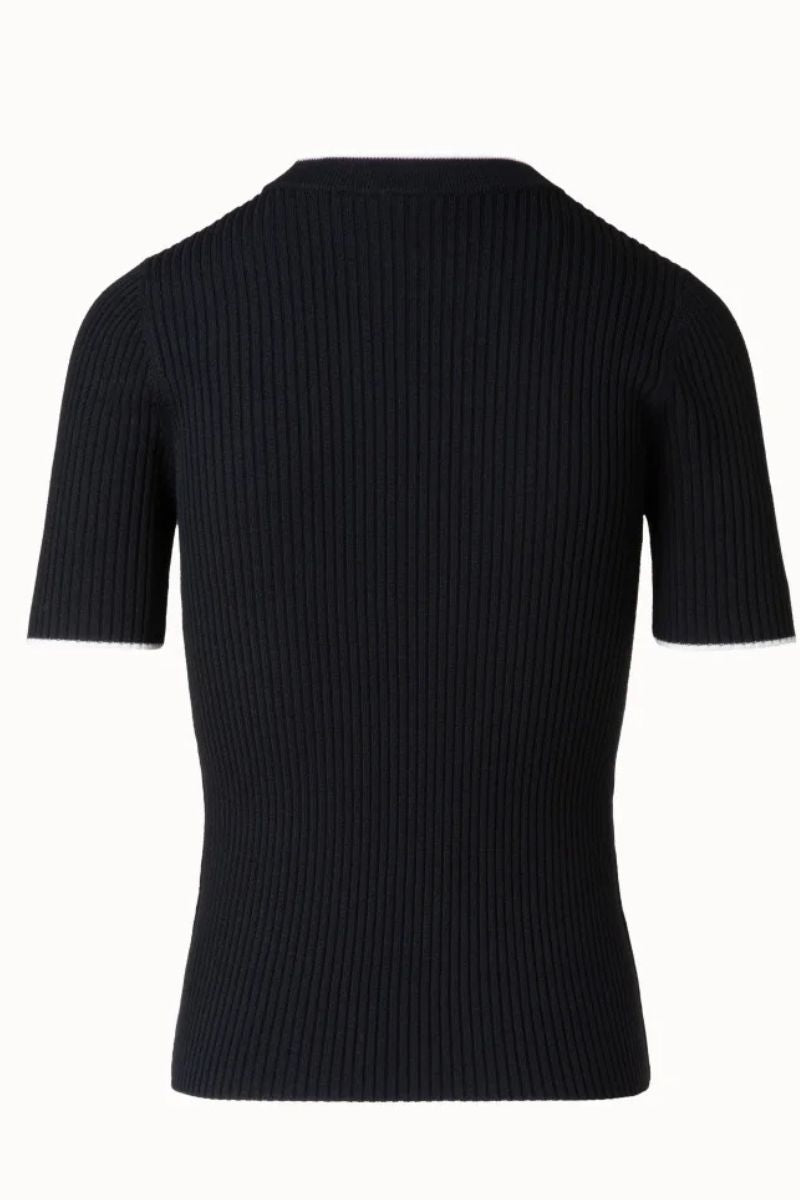 Short Sleeve Contrast Sweater-Akris Punto-Boyds Philadelphia