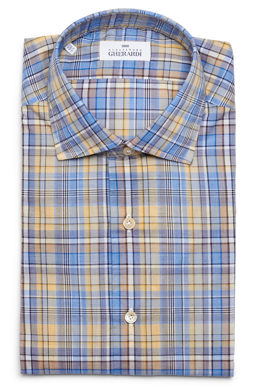 Yellow Blue Plaid Shirt-Alessandro Gherardi-Boyds Philadelphia