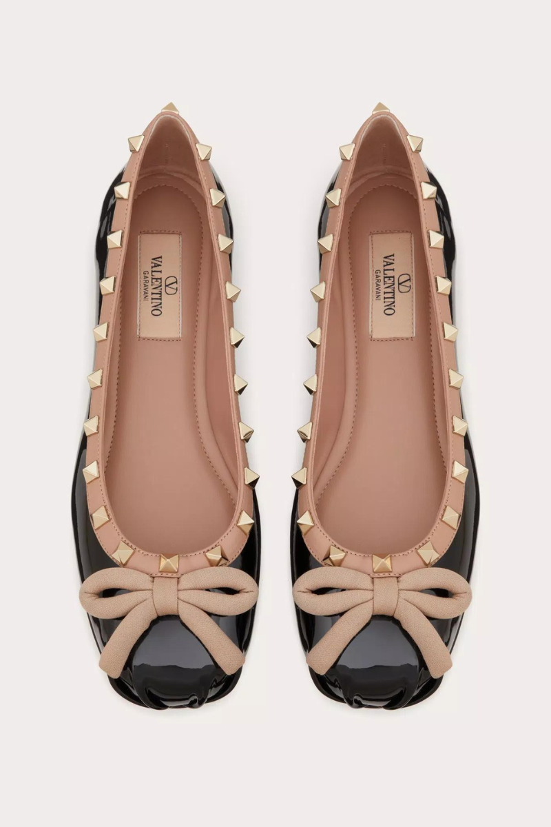 Rockstud Leather Ballerina-VALENTINO Garavani-Boyds Philadelphia