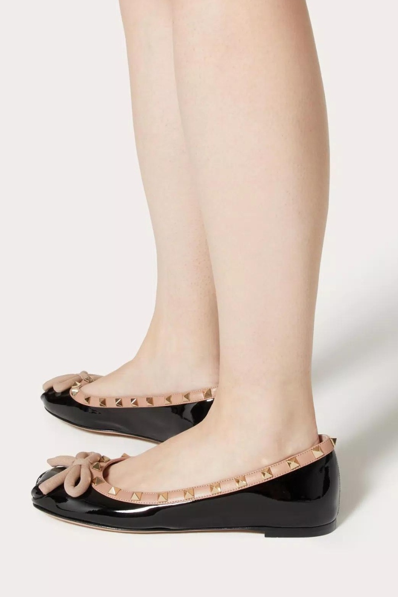 Rockstud Leather Ballerina-VALENTINO Garavani-Boyds Philadelphia