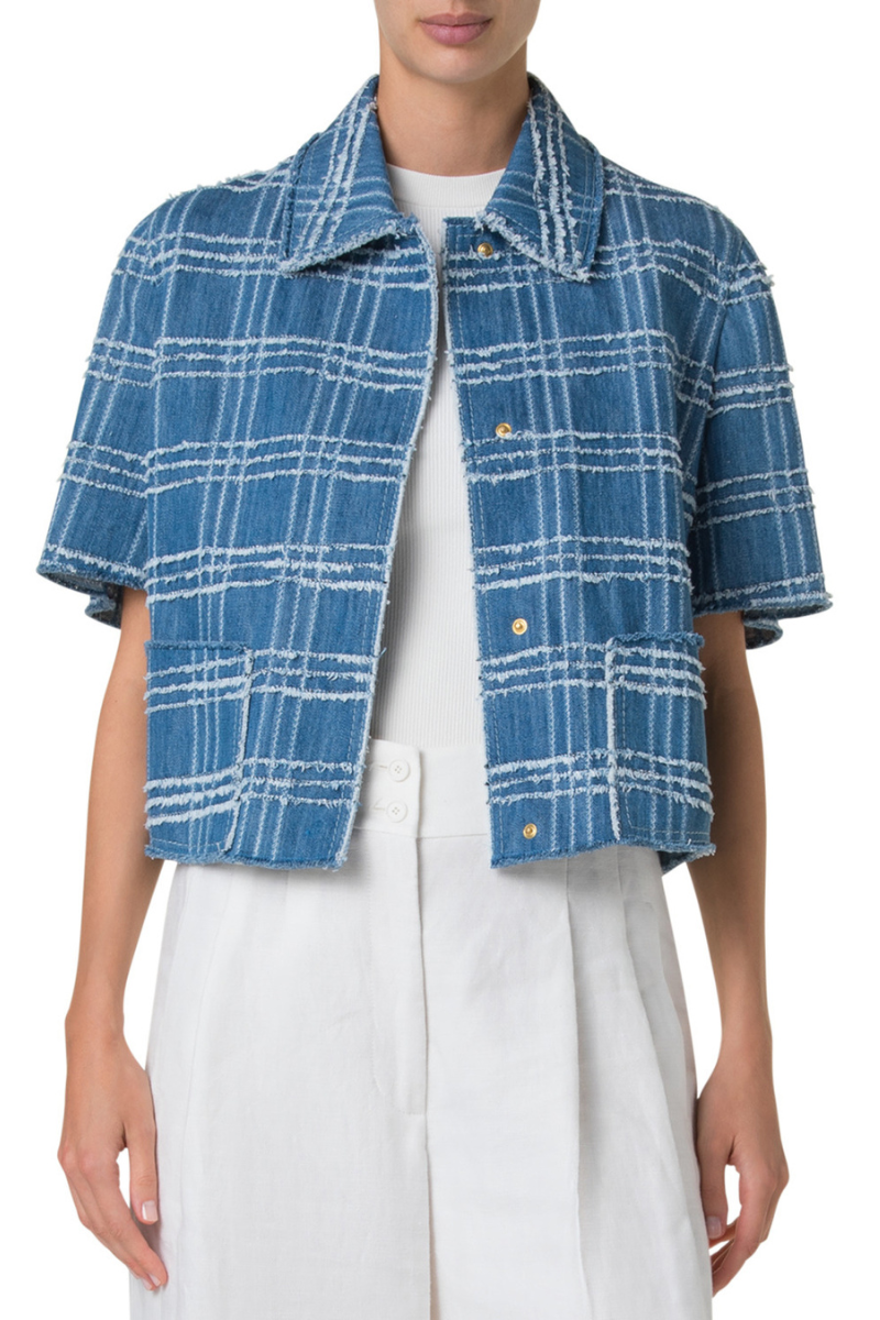 Fringed Check Jacket-Akris Punto-Boyds Philadelphia