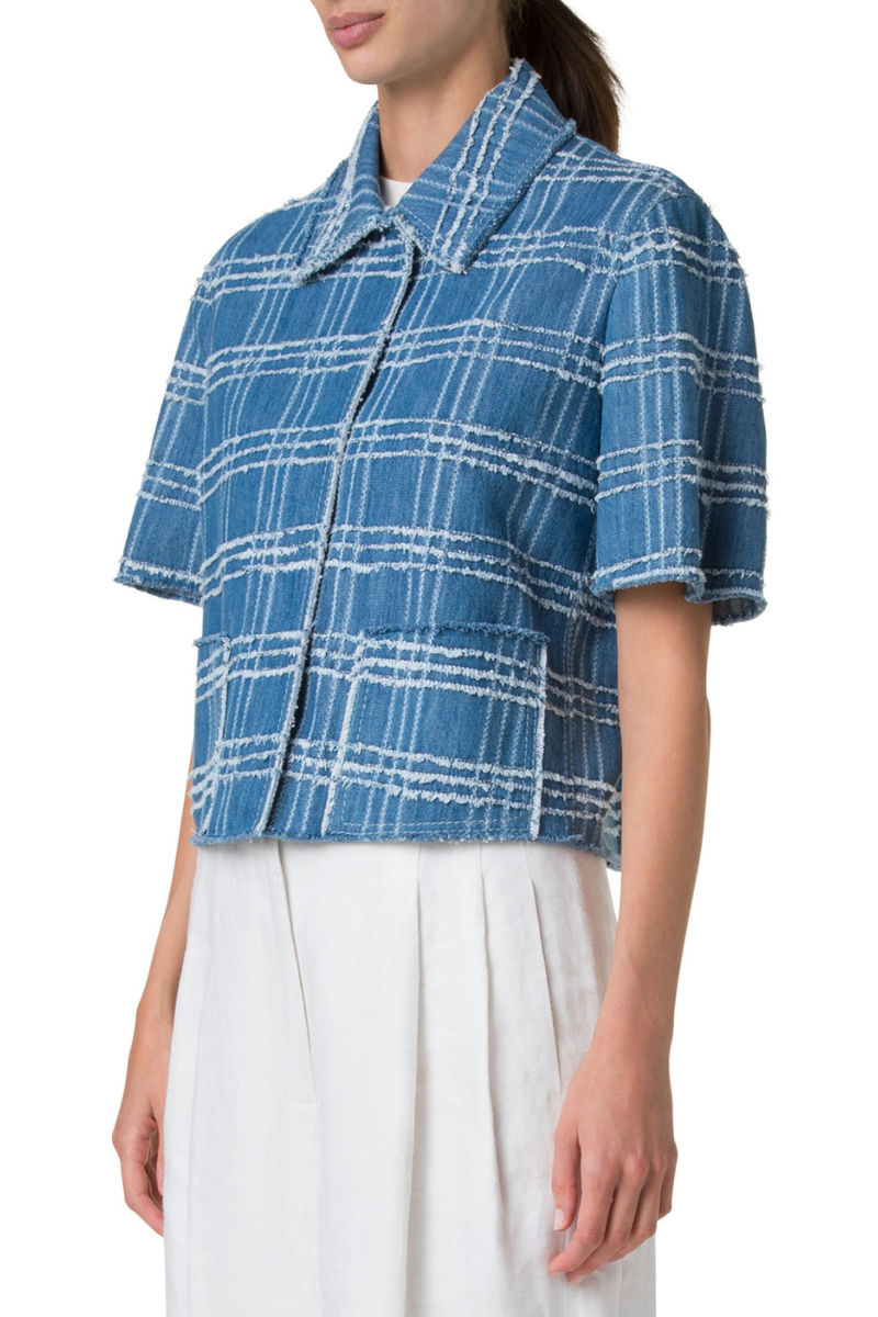 Fringed Check Jacket-Akris Punto-Boyds Philadelphia