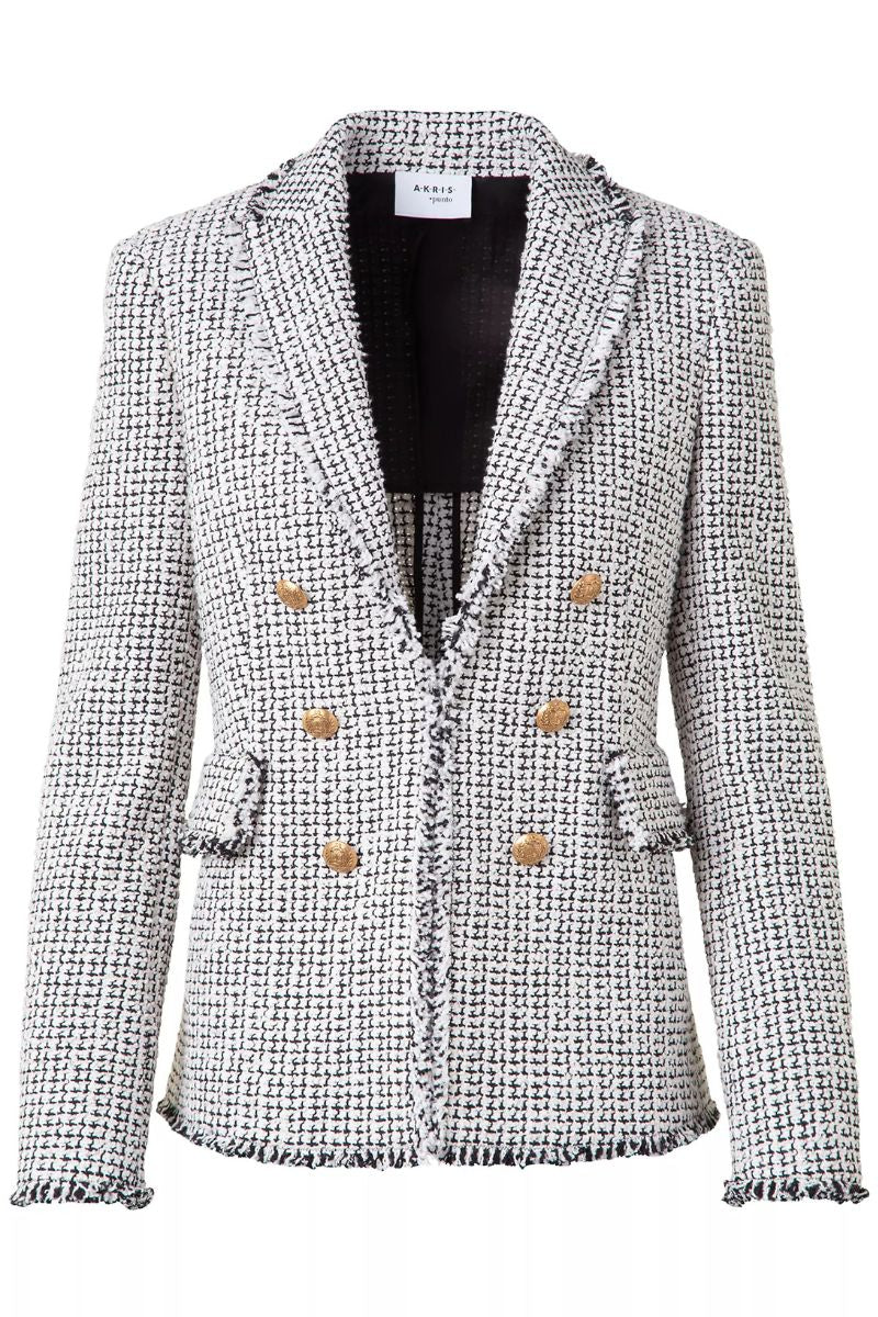 Tweed Double-Breasted Blazer-Akris Punto-Boyds Philadelphia