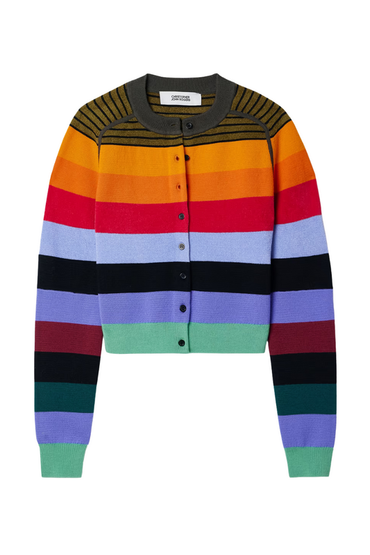 Rainbow Stripe Knit Cardigan-Christopher John Rogers-Boyds Philadelphia