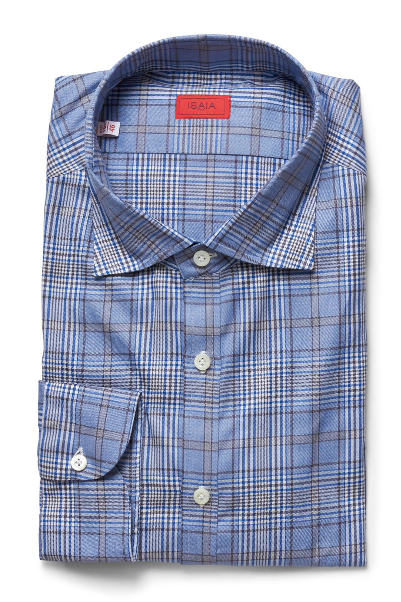 Blue-Tan Plaid Shirt-ISAIA-Boyds Philadelphia