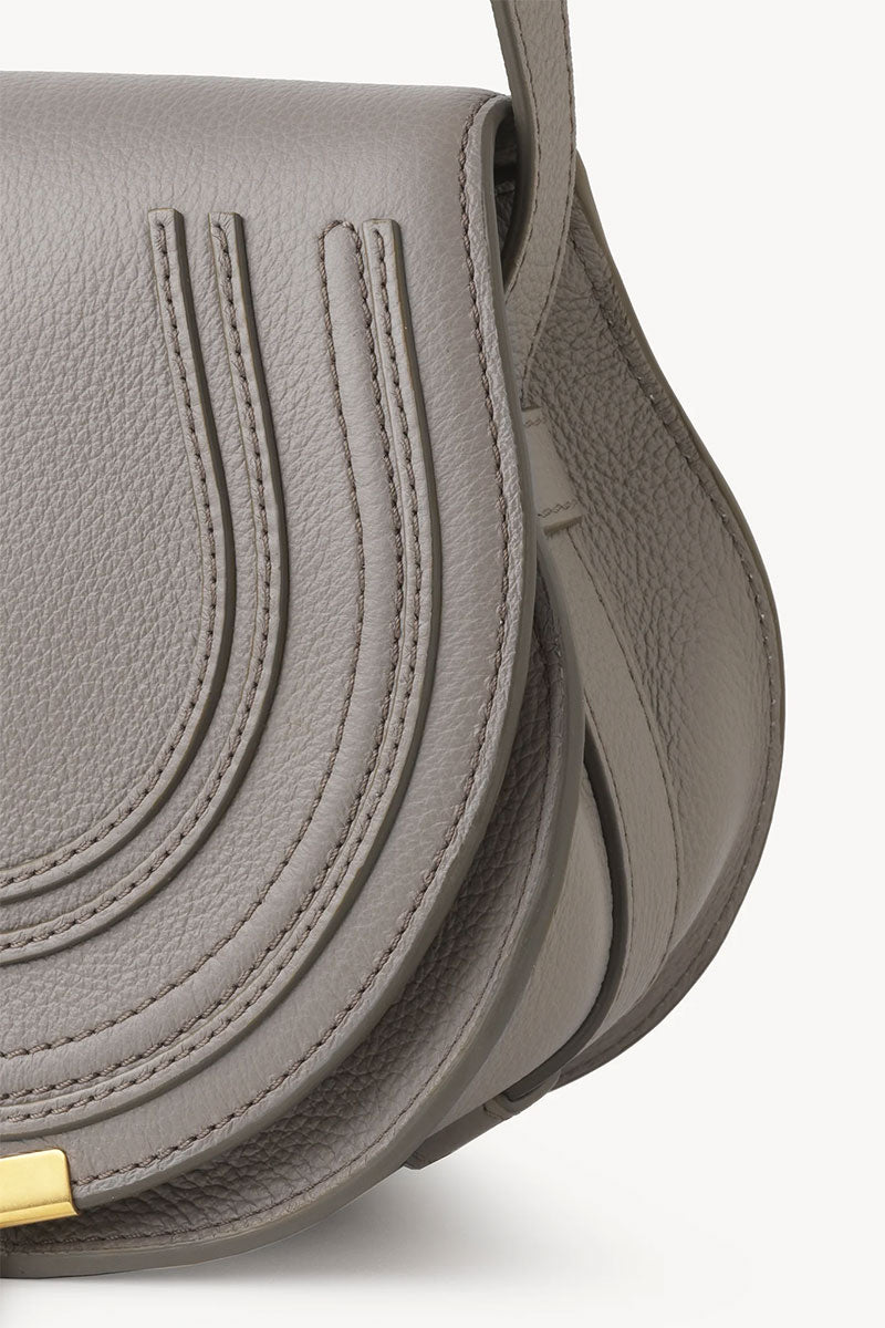 Chloe Marcie Mini Round Calfskin Leather Crossbody Bag Cashmere Grey