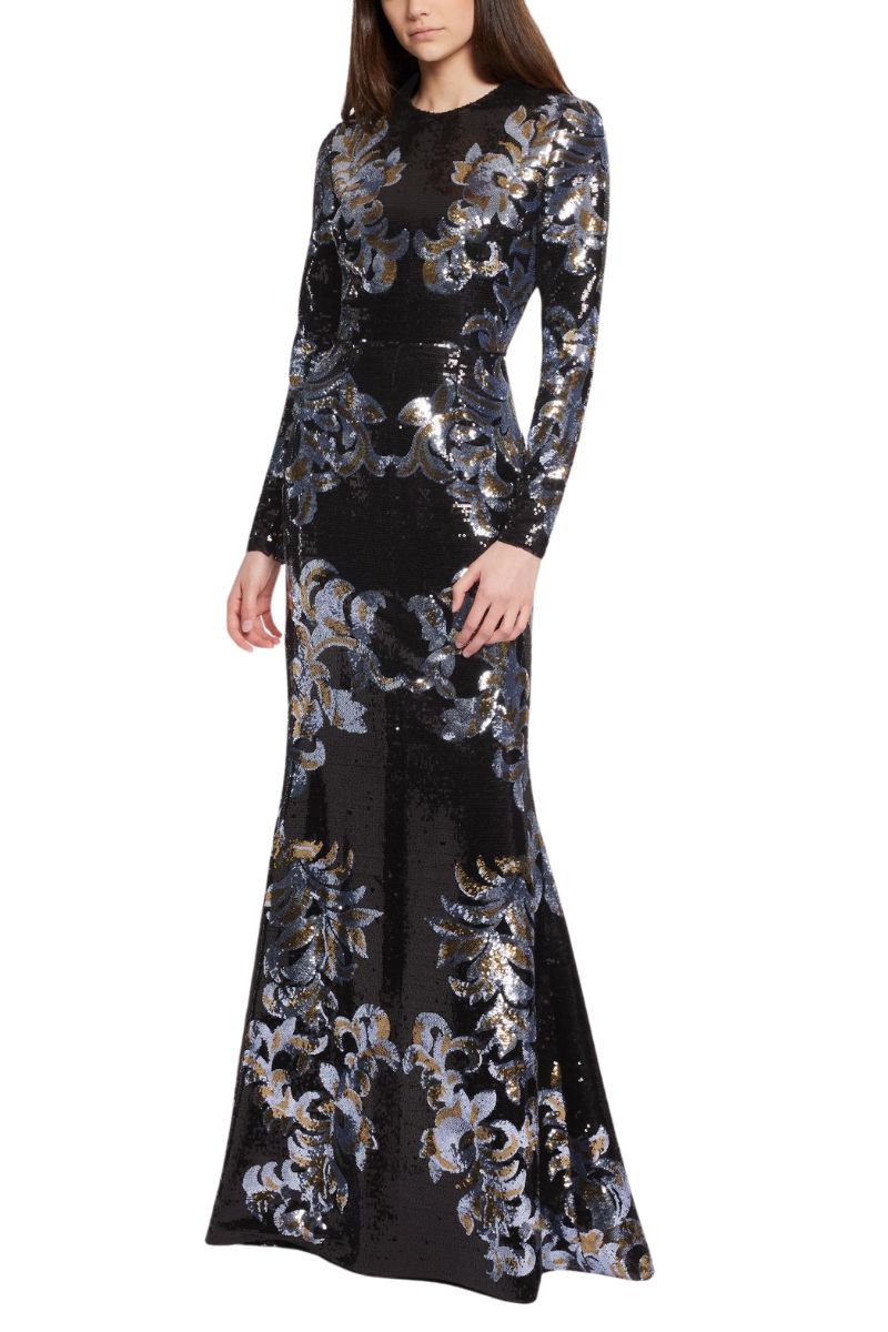 Sequined Embroidered Maxi Dress-Elie Saab-Boyds Philadelphia