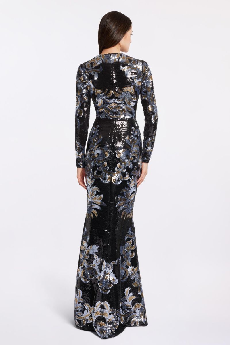 Sequined Embroidered Maxi Dress-Elie Saab-Boyds Philadelphia