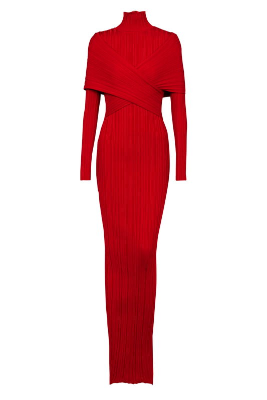 Long Pleated Knit Dress-Balmain-Boyds Philadelphia