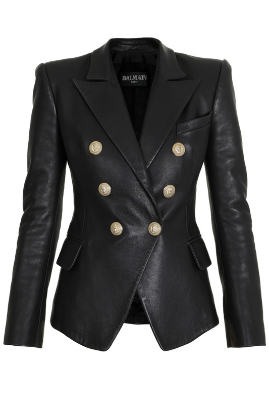 Fitted Leather Jacket-Balmain-Boyds Philadelphia