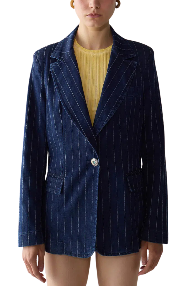 Pin Stripe Denim Blazer-Shaft-Boyds Philadelphia