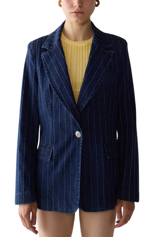 Pin Stripe Denim Blazer-Shaft-Boyds Philadelphia