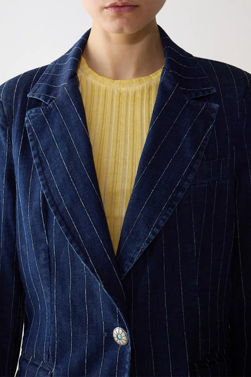 Pin Stripe Denim Blazer-Shaft-Boyds Philadelphia